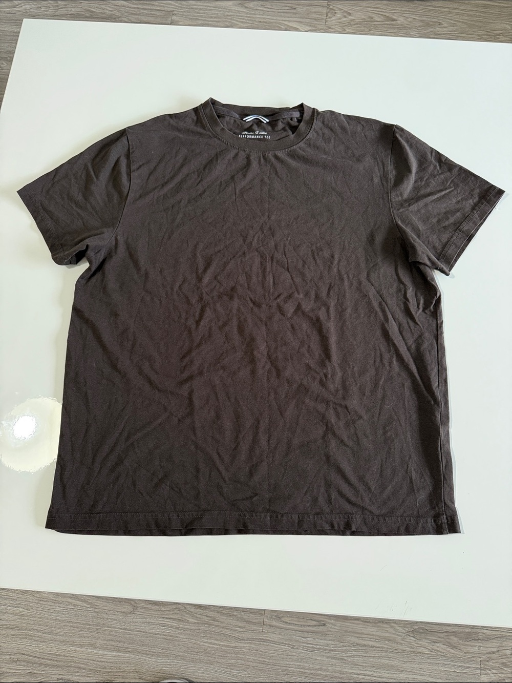 Porter & Ash Performance Tee Classic Short-Sleeve Crew Tee in Dark Brown Sz XL
